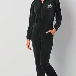 Juicy Couture Black Velour Hooded Jumpsuit